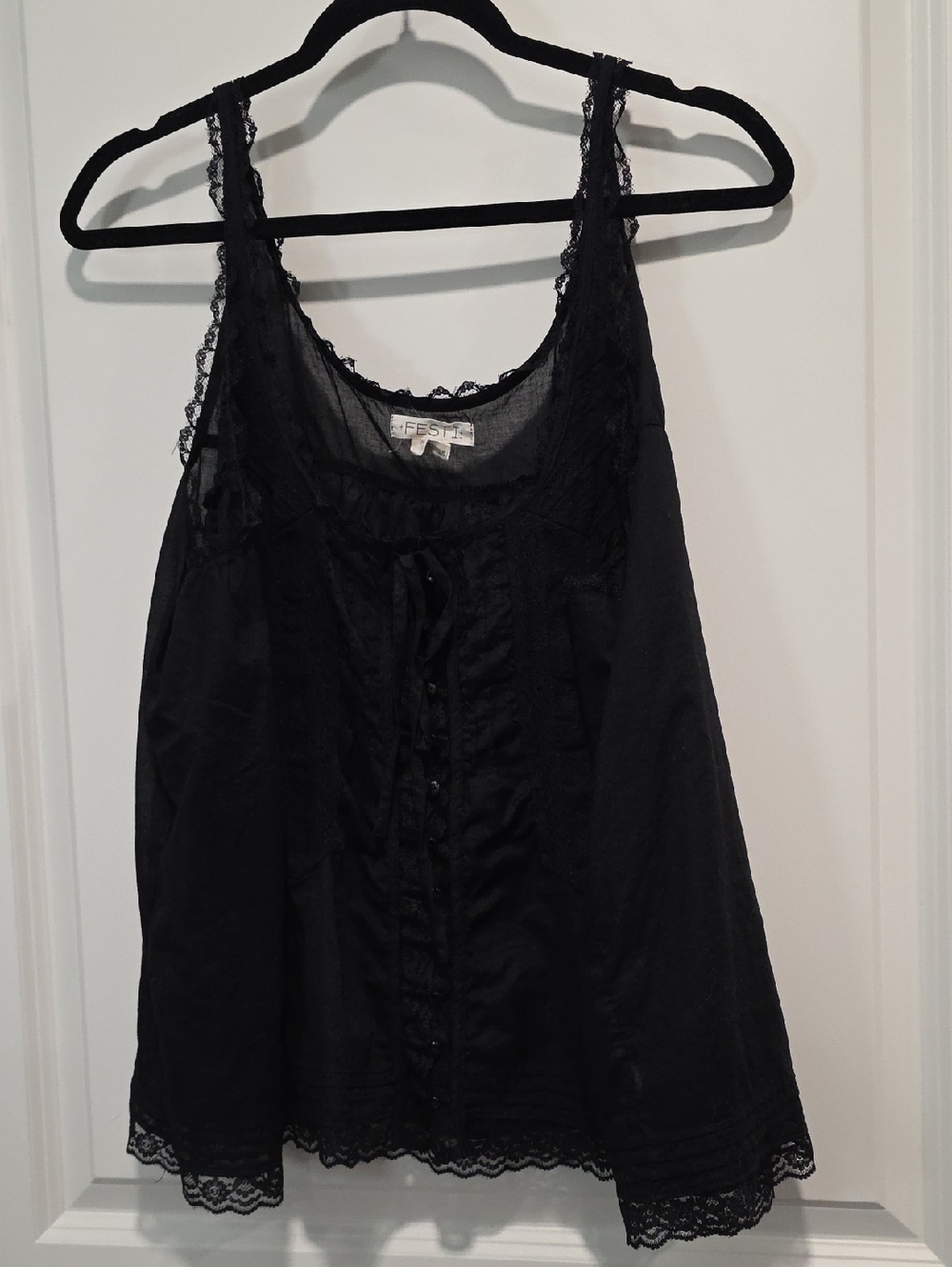 Festi Ffom Torrid Black Lace-Trim Tank